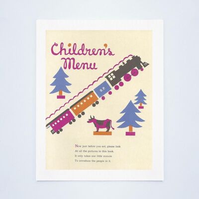 Southern Pacific Railroad Children's Menu 1930s - A3+ (329x483mm, 13x19 inch) Archival Print (Unframed)