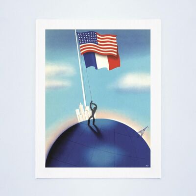 New Yorker Weltausstellung 'Le Restaurant Francais' (Flaggen), 1940 - 50 x 76 cm (20 x 30 Zoll) Archivdruck (ungerahmt)