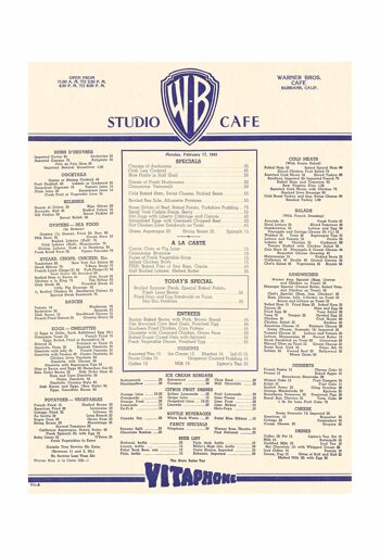 Warner Bros. Studio Canteen, Hollywood 1941 - A2 (420x594mm) impression d'archives (sans cadre) 1