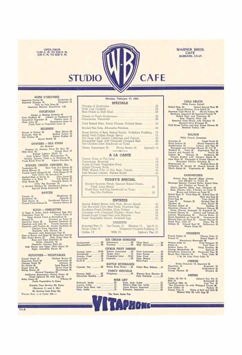 Warner Bros. Studio Canteen, Hollywood 1941 - A1 (594x840mm) impression d'archives (sans cadre) 1