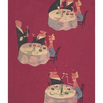 Prime Rib di Al Reiner, Philadelphia 1960s Menu Art - A4 (210 x 297 mm) Stampa d'archivio (senza cornice)