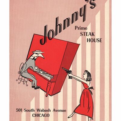 Johnny's Prime Steak House, Chicago 1960 - A4 (210x297mm) Archival Print (Unframed)