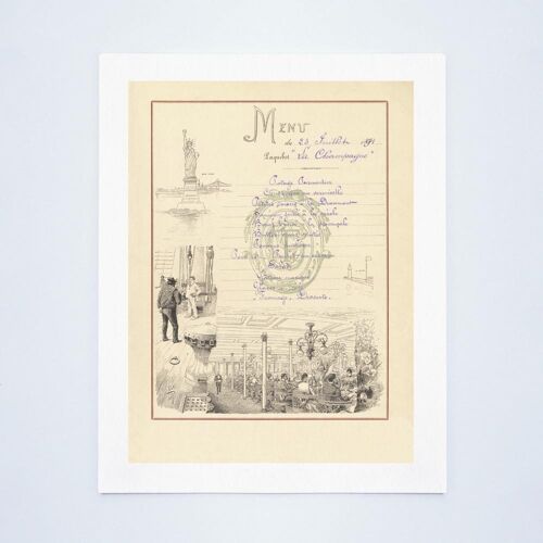 La Champagne 1891 Maritime Menu Art - A4 (210x297mm) Archival Print (Unframed)