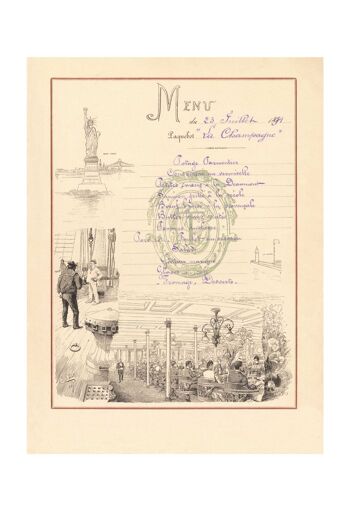 La Champagne 1891 Maritime Menu Art - A4 (210x297mm) impression d'archives (sans cadre) 2