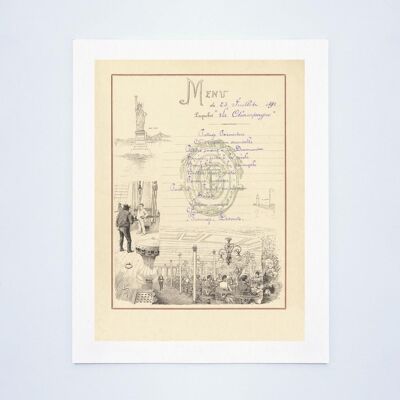 La Champagne 1891 Maritime Menü-Kunst - A2 (420 x 594 mm) Archivdruck (ungerahmt)