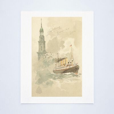 Express-Steamer Fürst Bismarck 1899 - A3+ (329x483mm, 13x19 inch) Archival Print (Unframed)