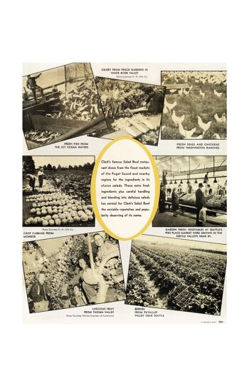 Clark's Salad Bowl, Seattle 1943 - A4 (210x297mm) impression d'archives (sans cadre) 3