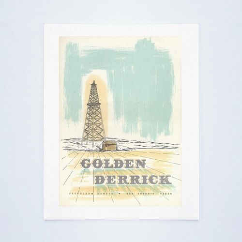 Golden Derrick, San Antonio, Texas 1960s - A4 (210x297mm) Archival Print (Unframed)