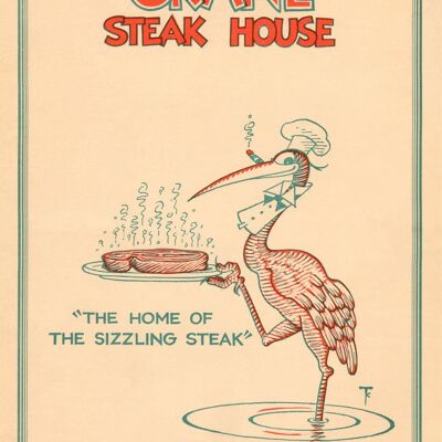Crane Steak House, San Francisco 1936 - A3 (297x420mm) Archival Print (Unframed)