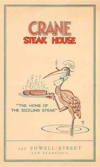 Crane Steak House, San Francisco 1936 - 50x76cm (20x30 pouces) impression d'archives (sans cadre) 1