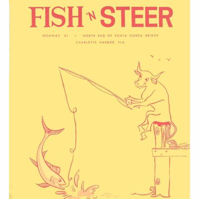 Fish 'N Steer, Charlotte Harbor, Florida 1960er Jahre - A4 (210 x 297 mm) Archivdruck (ungerahmt)