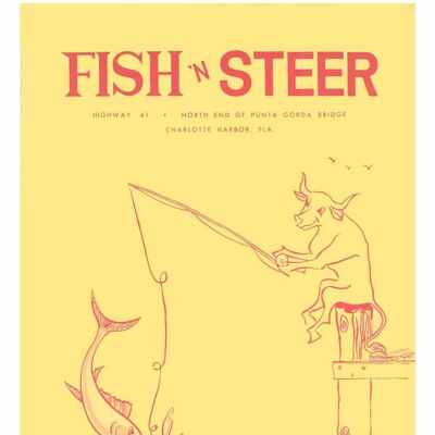 Fish 'N Steer, Charlotte Harbor, Florida 1960s - A4 (210x297mm) Archival Print (Unframed)