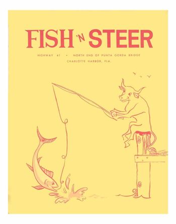 Fish 'N Steer, Charlotte Harbor, Floride des années 1960 - 50x76cm (20x30 pouces) impression d'archives (sans cadre) 1
