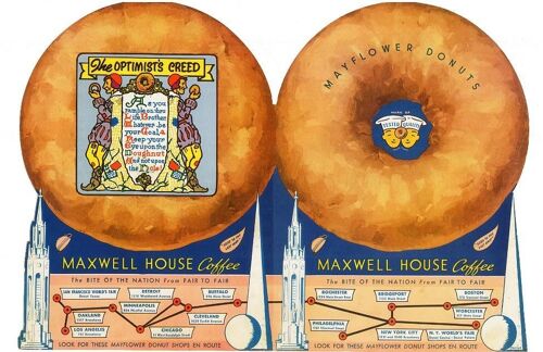 Mayflower Donuts Double Cover, San Francisco and New York World's Fairs, 1939 - A3 (297x420mm) Archival Print (Unframed)