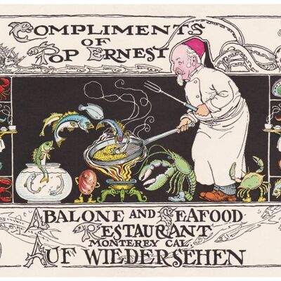 Pop Ernest Abalone e ristorante di pesce, Monterey anni '30 - A3 (297 x 420 mm) Stampa d'archivio (senza cornice)