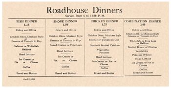 Roadhouse Dinners 1918 - A3 (297x420mm) impression d'archives (sans cadre) 1