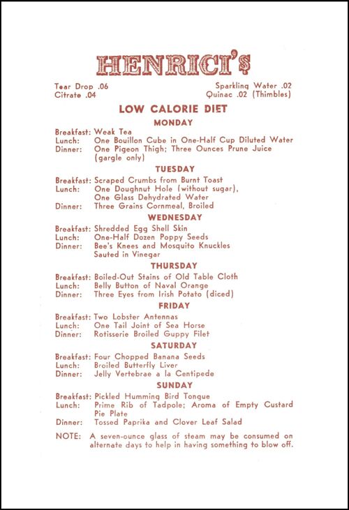 Henrici's Unusual Diet, Chicago circa 1930s - A3+ (329x483mm, 13x19 inch) Archival Print (Unframed)