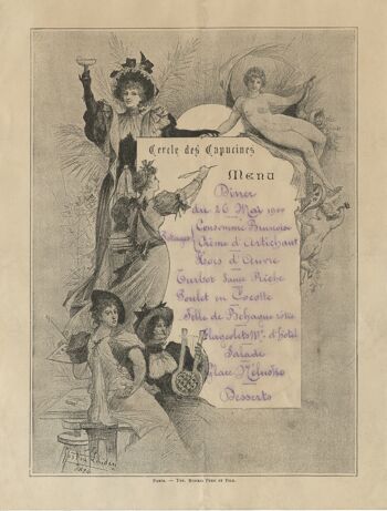 Cercle des Capucines, Paris 1900 - A3 (297x420mm) Tirage d'archives (Sans cadre)