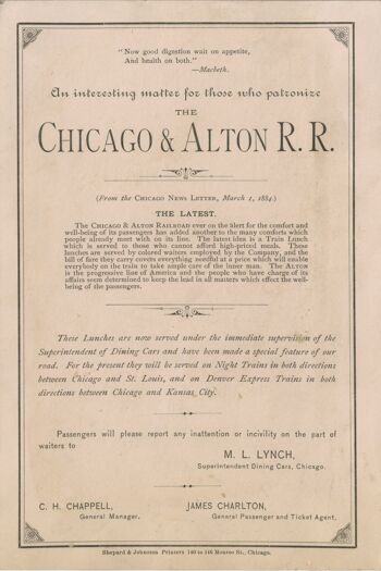 Chicago & Alton R.R. des années 1880 - A3+ (329 x 483 mm, 13 x 19 pouces) impression d'archives (sans cadre) 2