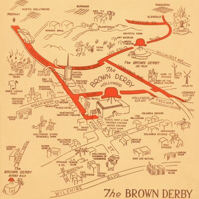 The Brown Derby, Hollywood, 1950 - A3 (297x420mm) Archival Print (Unframed)