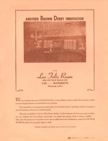 Le Brown Derby, Hollywood, 1950 - A3 + (329 x 483 mm, 13 x 19 pouces) impression d'archives (sans cadre) 2