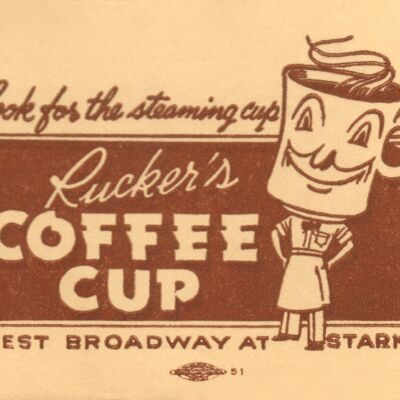 Ruckers Kaffeetasse, Portland 1930er Jahre - A2 (420 x 594 mm) Archival Print (ungerahmt)