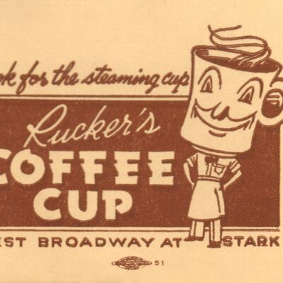 Rucker's Coffee Cup, Portland 1930s - 50x76cm (20x30 inch) Archival Print (Unframed)