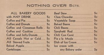 Rien de plus de 5cts, Pioneer Dairy Lunch, Los Angeles 1935 - A2 (420x594mm) impression d'archives (sans cadre) 1