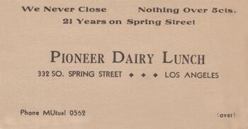 Rien de plus de 5cts, Pioneer Dairy Lunch, Los Angeles 1935 - A2 (420x594mm) impression d'archives (sans cadre) 2