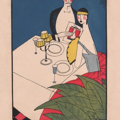 Hotel Statler, Detroit 1928 Menu Art - A4 (210 x 297 mm) Stampa d'archivio (senza cornice)