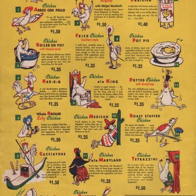 Diccionario Chicken Hut, Washington D.C. Década de 1940 - Impresión de archivo A4 (210 x 297 mm) (sin marco)