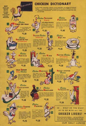 Dictionnaire de hutte de poulet, Washington D.C. des années 1940 - A1 (594 x 840 mm) impression d'archives (sans cadre) 1