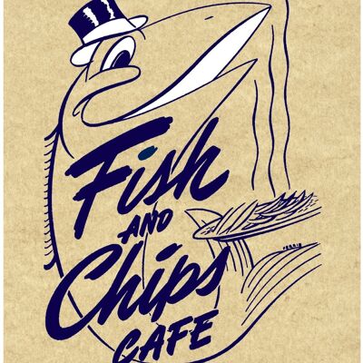 Café Fish and Chips. Portland 1950 - A3 + (329x483 mm, 13x19 pulgadas) Impresión de archivo (sin marco)