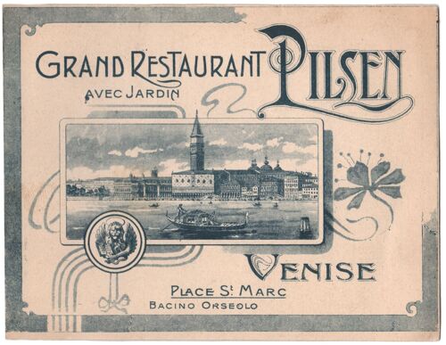 Grand Restaurant Pilsen, Venice Late 19th Century - A4 (210x297mm) Archival Print (Unframed)