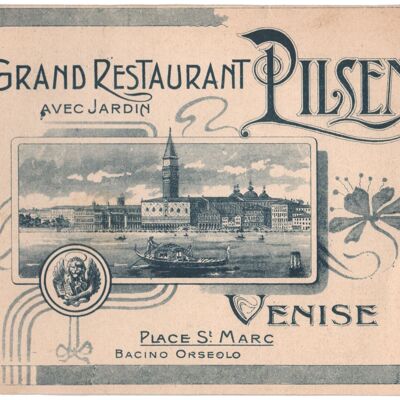 Grand Restaurant Pilsen, Venedig Ende des 19. Jahrhunderts - A4 (210x297mm) Archivdruck (ungerahmt)