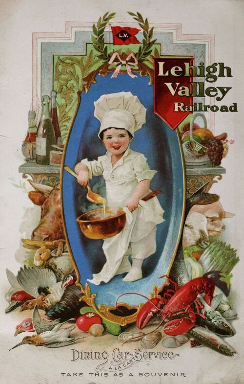 Lehigh Valley Railroad Dining Car Service 1913 - A4 (210x297mm) Archival Print (Unframed)