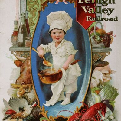 Lehigh Valley Railroad Dining Car Service 1913 - A3 (297x420mm) Archival Print (Unframed)