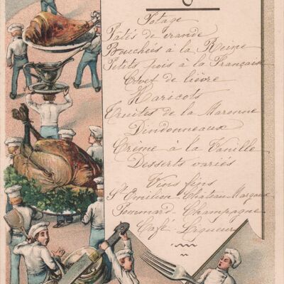 Menu francese Le Roti 1909 - A4 (210x297mm) Stampa d'archivio (senza cornice)