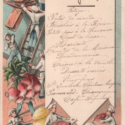 Menu francese Antipasto 1909 - A3 (297x420mm) Stampa d'archivio (senza cornice)