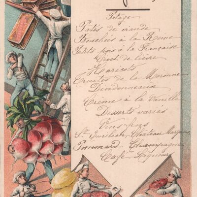 French Menu Hors D'Oeuvre 1909 - A3+ (329x483mm, 13x19 inch) Archival Print (Unframed)