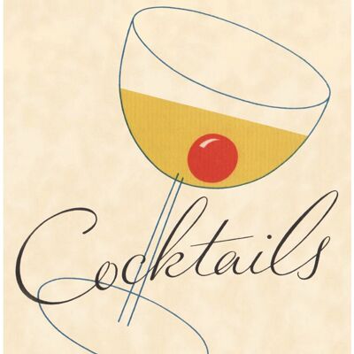 Cocktails Illustration 1930s - A3 (297x420mm) Archival Print (Unframed)