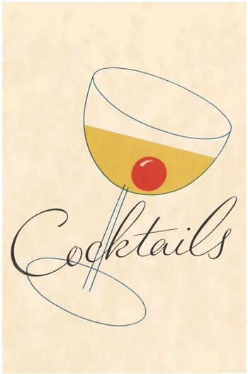 Cocktails Illustration des années 1930 - A3 (297x420mm) impression d'archives (sans cadre)