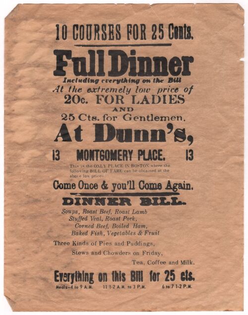 Dunn's, Boston 1874 - A3+ (329x483mm, 13x19 inch) Archival Print (Unframed)
