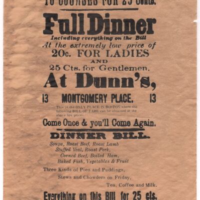 Dunn's, Boston 1874 - A3+ (329 x 483 mm, 13 x 19 pollici) Stampa d'archivio (senza cornice)