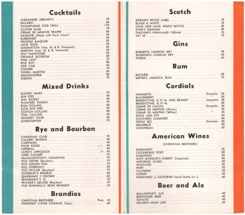 Liquors USA des années 1960 Menu Art de Howard Johnson - A2 (420 x 594 mm) impression d'archives (sans cadre) 2