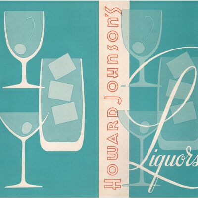 Liquori USA degli anni '60 di Howard Johnson Menu Art - 50x76cm (20x30 pollici) Stampa d'archivio (senza cornice)