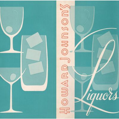 Howard Johnson's Liquors USA 1960s Menu Art - A1 (594x840mm) Archival Print (Unframed)