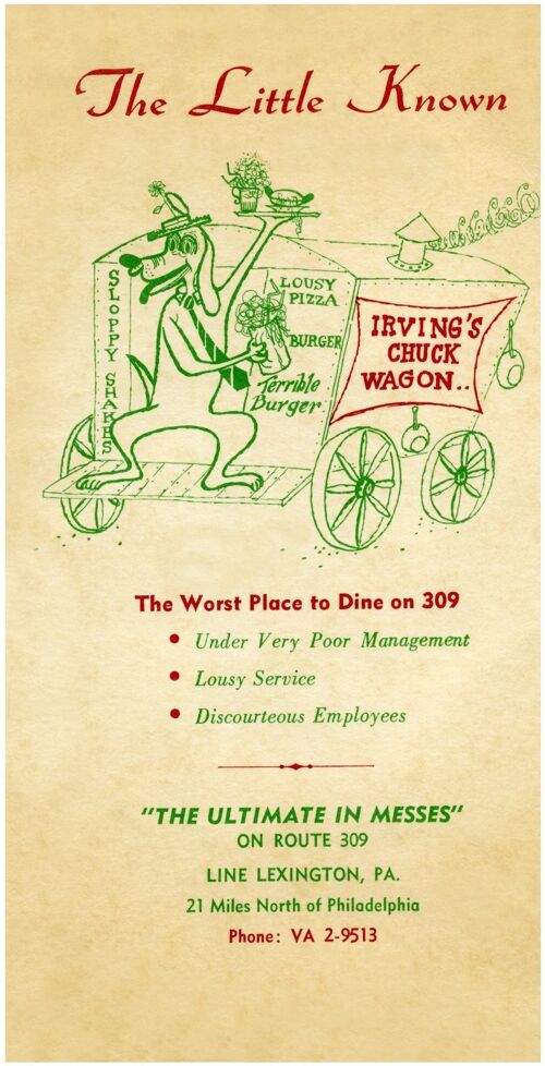 Irving's Chuck Wagon. Line Lexington, PA 1940s - A4 (210x297mm) Archival Print (Unframed)