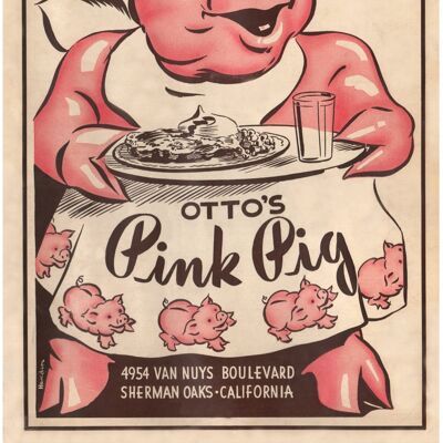 Otto's Pink Pig, Sherman Oaks CA 1940s - A3+ (329x483mm, 13x19 inch) Archival Print (Unframed)