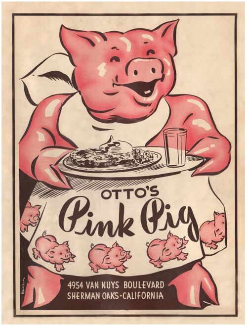 Otto's Pink Pig, Sherman Oaks CA 1940s - 50x76cm (20x30 inch) Archival Print (Unframed)